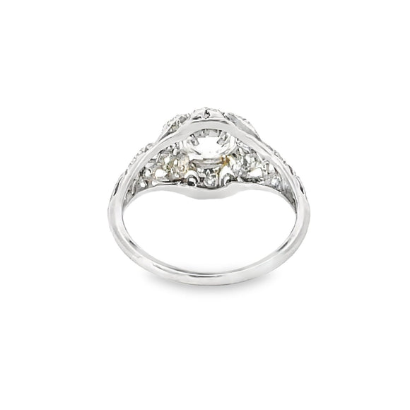 Front view of Antique 1.48ct Old European Cut Diamond Engagement Ring
