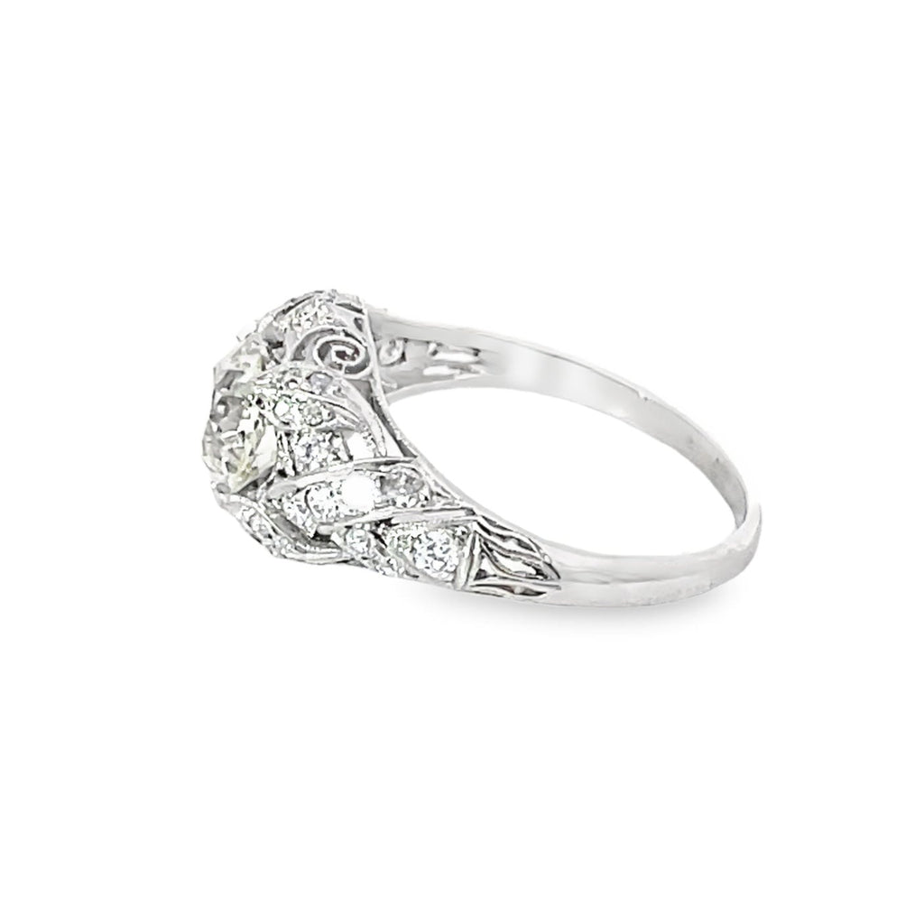 Side view of Antique 1.48ct Old European Cut Diamond Engagement Ring