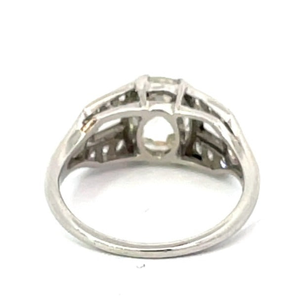 Back view of Antique 2.26ct Old European Cut Diamond Engagement Ring, VS1 Clarity, Platinum