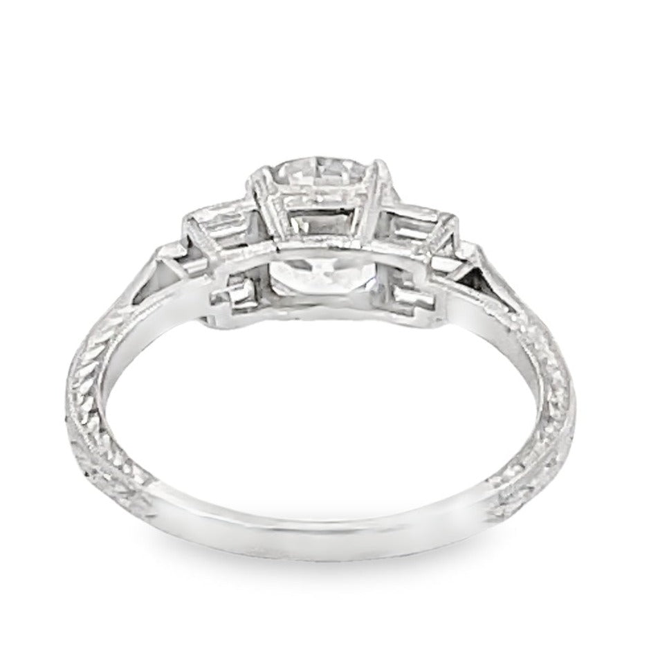 Back view of GIA 1.40ct Old European Cut Diamond Engagement Ring, I Color, Platinum