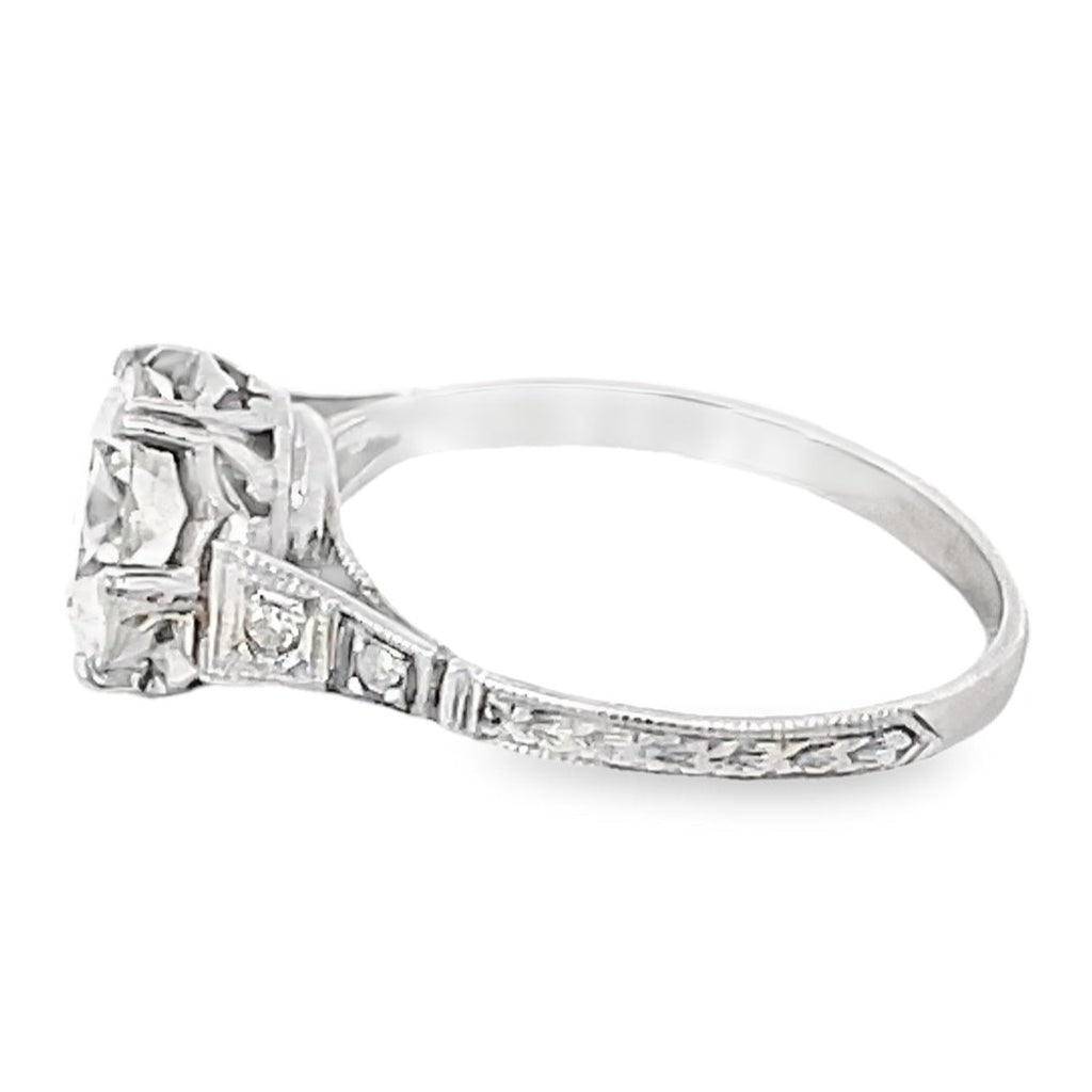 Side view of Antique 1.66ct Old European Cut Diamond Engagement Ring, VS1 Clarity, Platinum