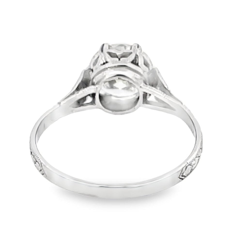 Back view of Antique 1.66ct Old European Cut Diamond Engagement Ring, VS1 Clarity, Platinum