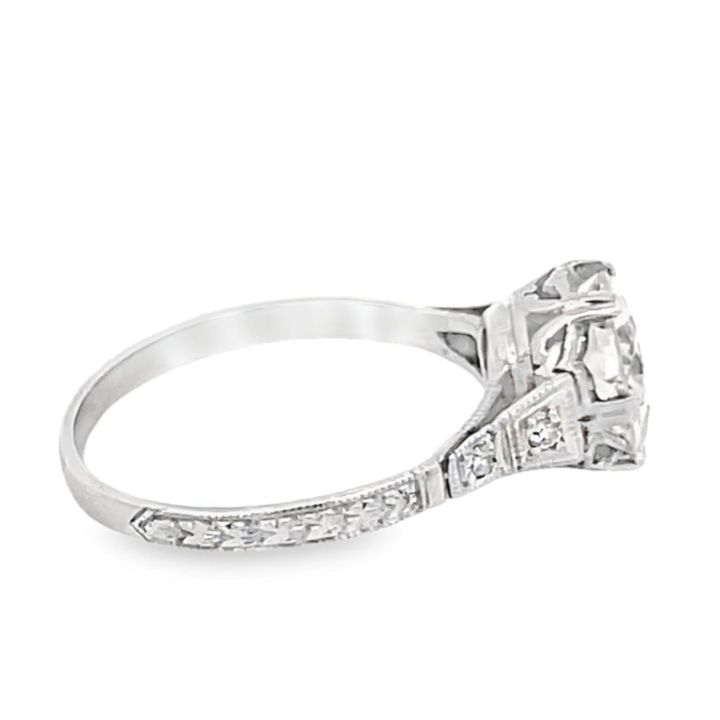 Side view of Antique 1.66ct Old European Cut Diamond Engagement Ring, VS1 Clarity, Platinum