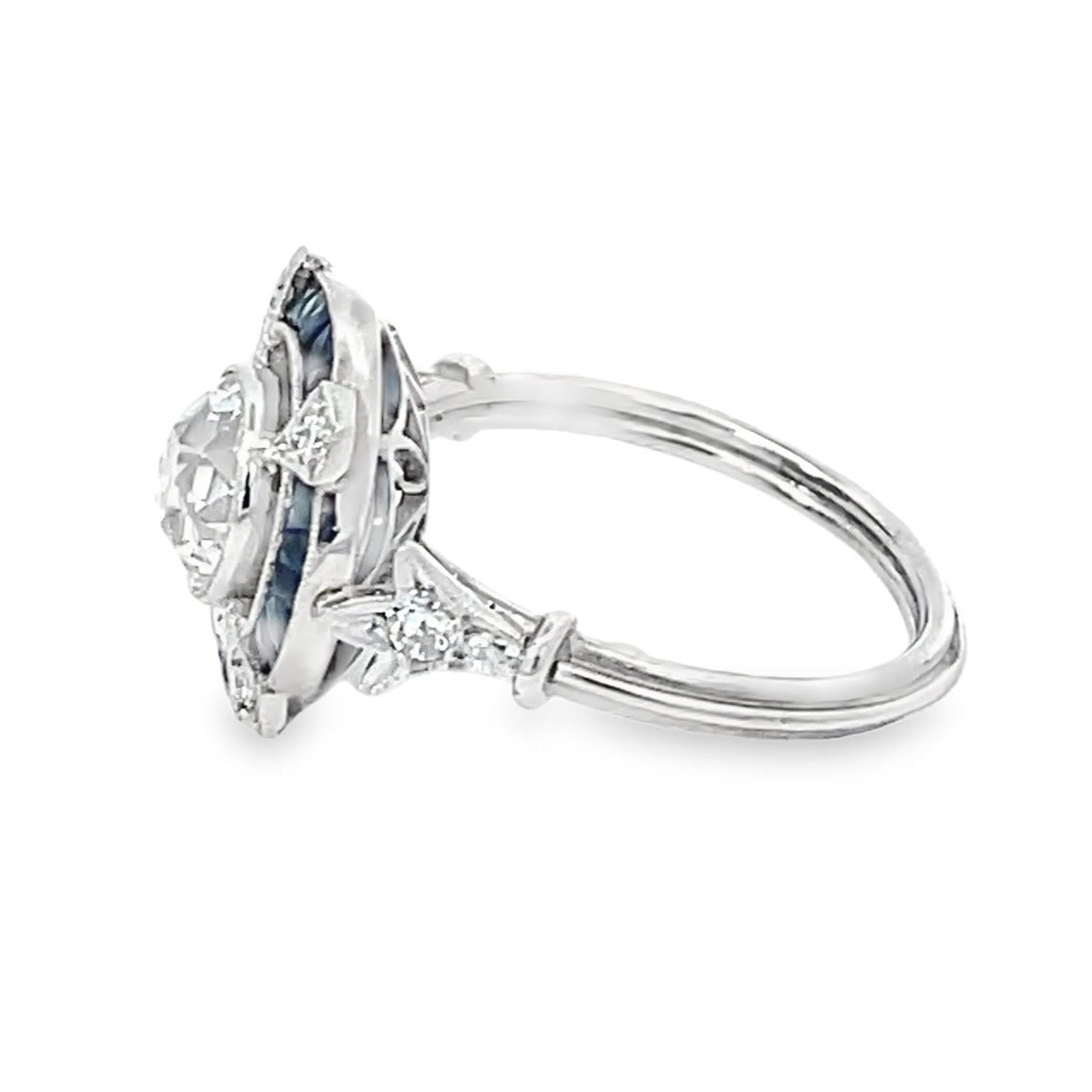 Side view of 1.31ct Old European Cut Diamond Engagement Ring