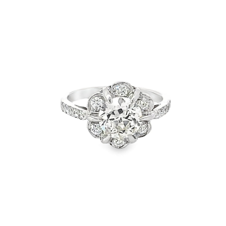 Front view of 1.45ct Old European Cut Diamond Engagement Ring