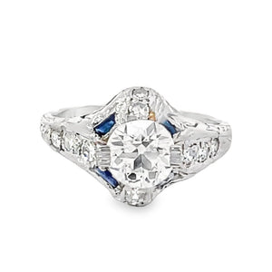 Front view of Antique 1.22ct Old European Cut Diamond Engagement Ring