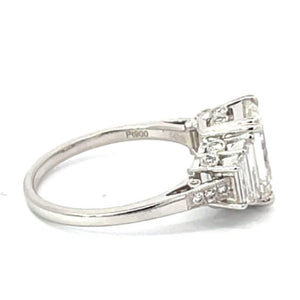 Side view of GIA 2.50ct Emerald-Cut Diamond Engagement Ring, H Color, VS1 Clarity, Platinum