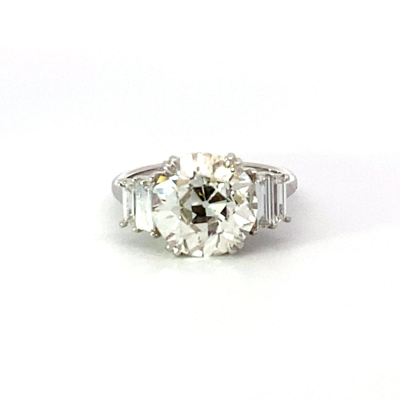 Front view of GIA 4.26ct Old European Cut Diamond Engagement Ring, VS1 Clarity, Platinum