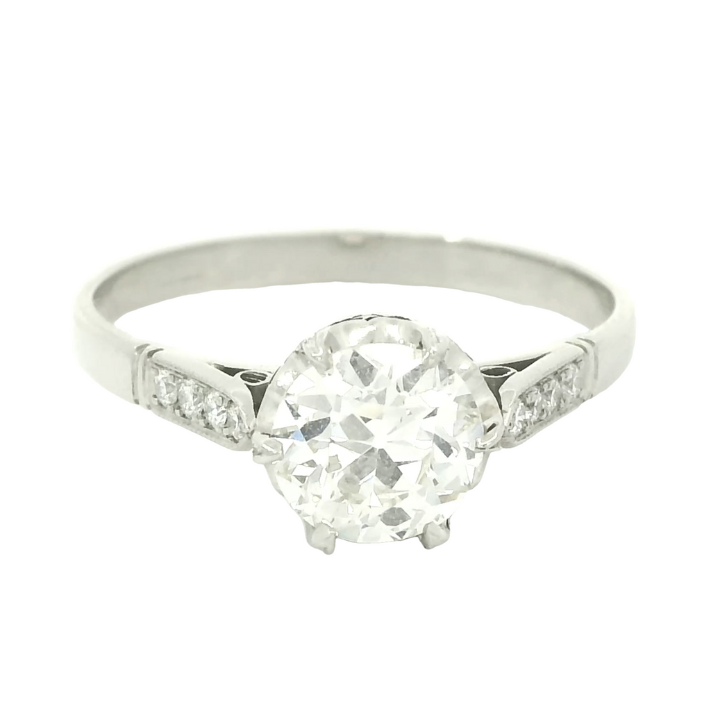 Front view of Vintage GIA 1.19ct Old European Cut Diamond Solitaire Engagement Ring