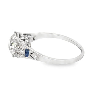 Side view of 1.60ct Old European Cut Diamond Engagement Ring, VS1 Clarity, Platinum