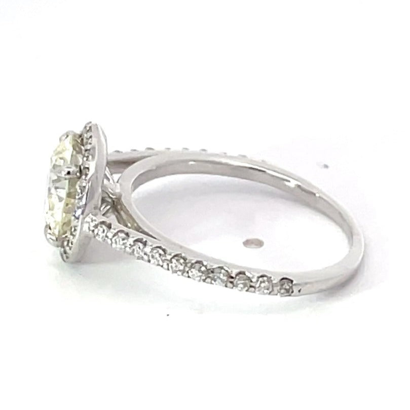 Side view of 1.44ct Diamond Engagement Ring, VS1 Clarity, Diamond Halo, Platinum