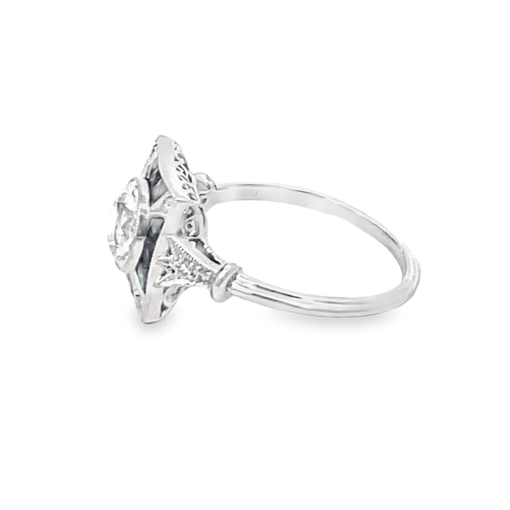 Side view of 1.23ct Old European Cut Diamond Engagement Ring