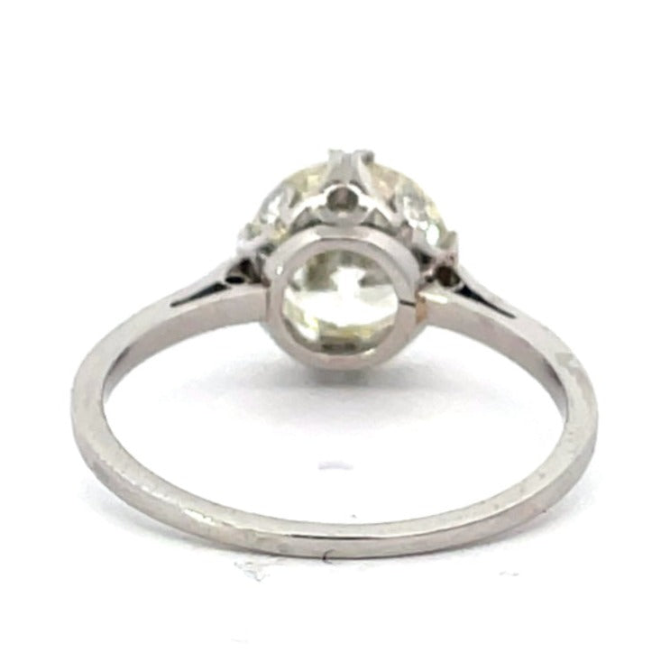 Back view of Antique 2.08ct Old European Cut Diamond Engagement Ring, Platinum, Circa 1920