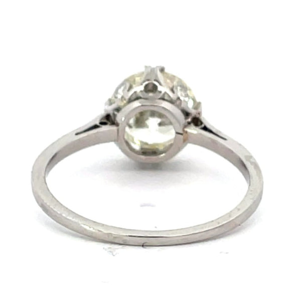 Front view of Antique 2.08ct Old European Cut Diamond Engagement Ring, Platinum, Circa 1920