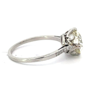 Side view of Antique 2.08ct Old European Cut Diamond Engagement Ring, Platinum, Circa 1920