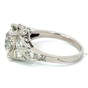 Side 2.67ct Old European Cut Diamond Engagement Ring, Platinum