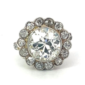 Front view of Antique 3.00ct Old European Cut Diamond Cluster Ring