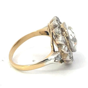 Side view of Antique 3.00ct Old European Cut Diamond Cluster Ring