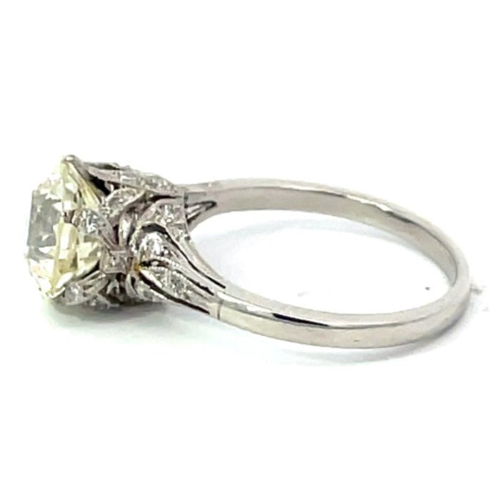 Side view of 2.88ct Old European Diamond Engagement Ring, VS1 Clarity, Platinum