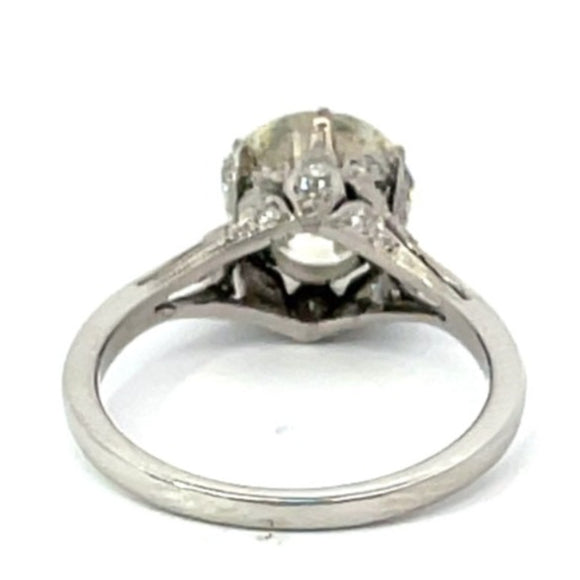 Front view of 2.88ct Old European Diamond Engagement Ring, VS1 Clarity, Platinum