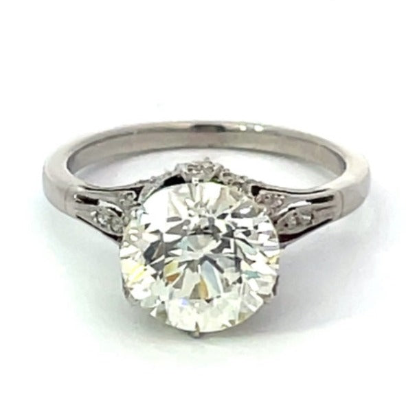Front view of 2.88ct Old European Diamond Engagement Ring, VS1 Clarity, Platinum
