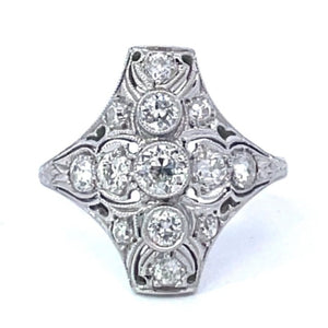 Front view of Antique 0.40ct Old European Cut Diamond Cocktail Ring, H Color, Platinum