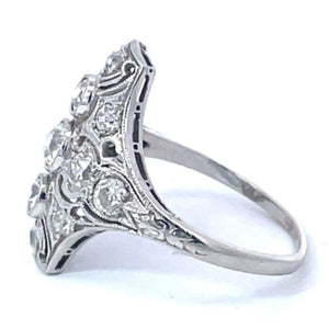 Side view of Antique 0.40ct Old European Cut Diamond Cocktail Ring, H Color, Platinum