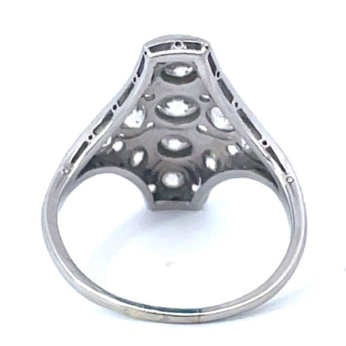 Back view of Antique 0.40ct Old European Cut Diamond Cocktail Ring, H Color, Platinum