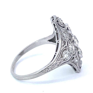 Side view of Antique 0.40ct Old European Cut Diamond Cocktail Ring, H Color, Platinum