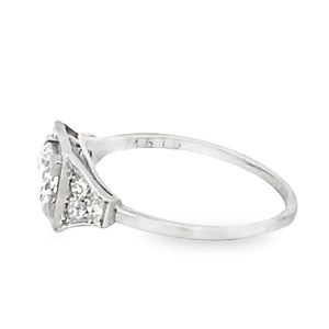 Side view of Antique 0.70ct Old European Cut Diamond Engagement Ring, H Color, Platinum