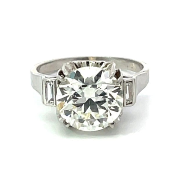 Front view of Vintage 3.65ct Old European Cut Diamond Engagement Ring