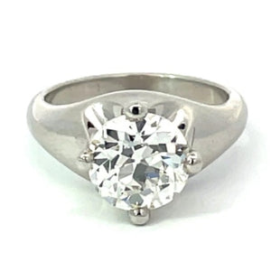 Front view of Vintage Bulgari GIA 2.50ct Old European Cut Diamond Engagement Ring, VS1 Clarity, Platinum