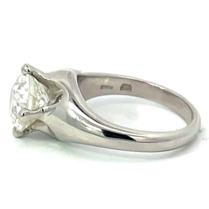 Side view of Vintage Bulgari GIA 2.50ct Old European Cut Diamond Engagement Ring, VS1 Clarity, Platinum