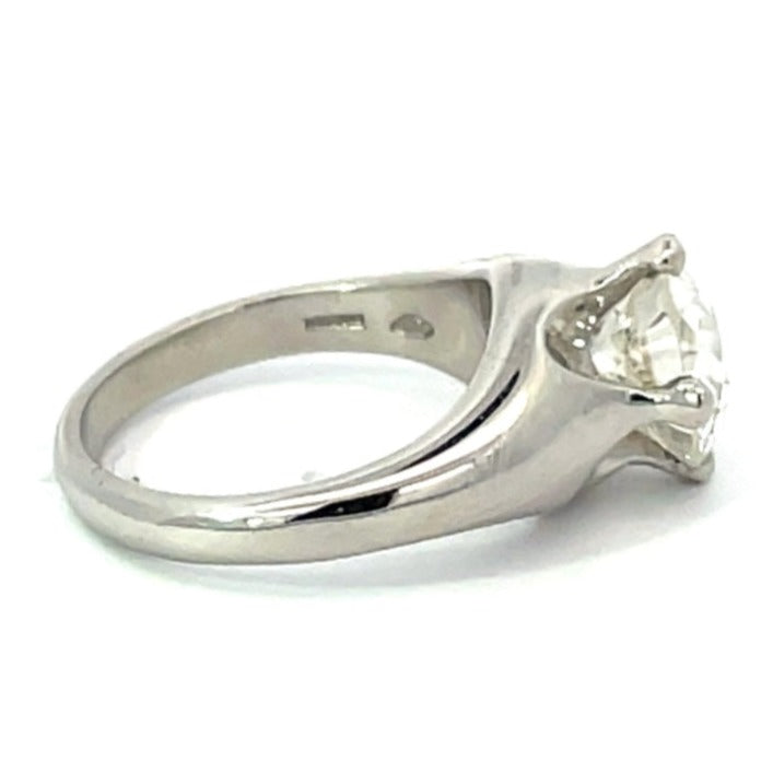 Side view of Vintage Bulgari GIA 2.50ct Old European Cut Diamond Engagement Ring, VS1 Clarity, Platinum