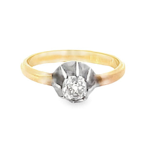 Front view Antique 0.35ct Old Mine Cut Diamond Solitaire Ring