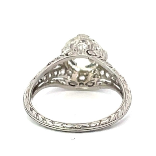 Back view of Antique 2.50ct Old European Cut Diamond Engagement Ring, Platinum, Circa 1925