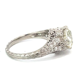 Side view of Antique 2.50ct Old European Cut Diamond Engagement Ring, Platinum, Circa 1925