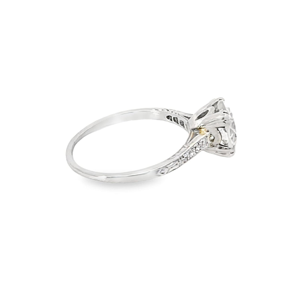Side view of Antique 1.64ct Old European Cut Diamond Engagement Ring
