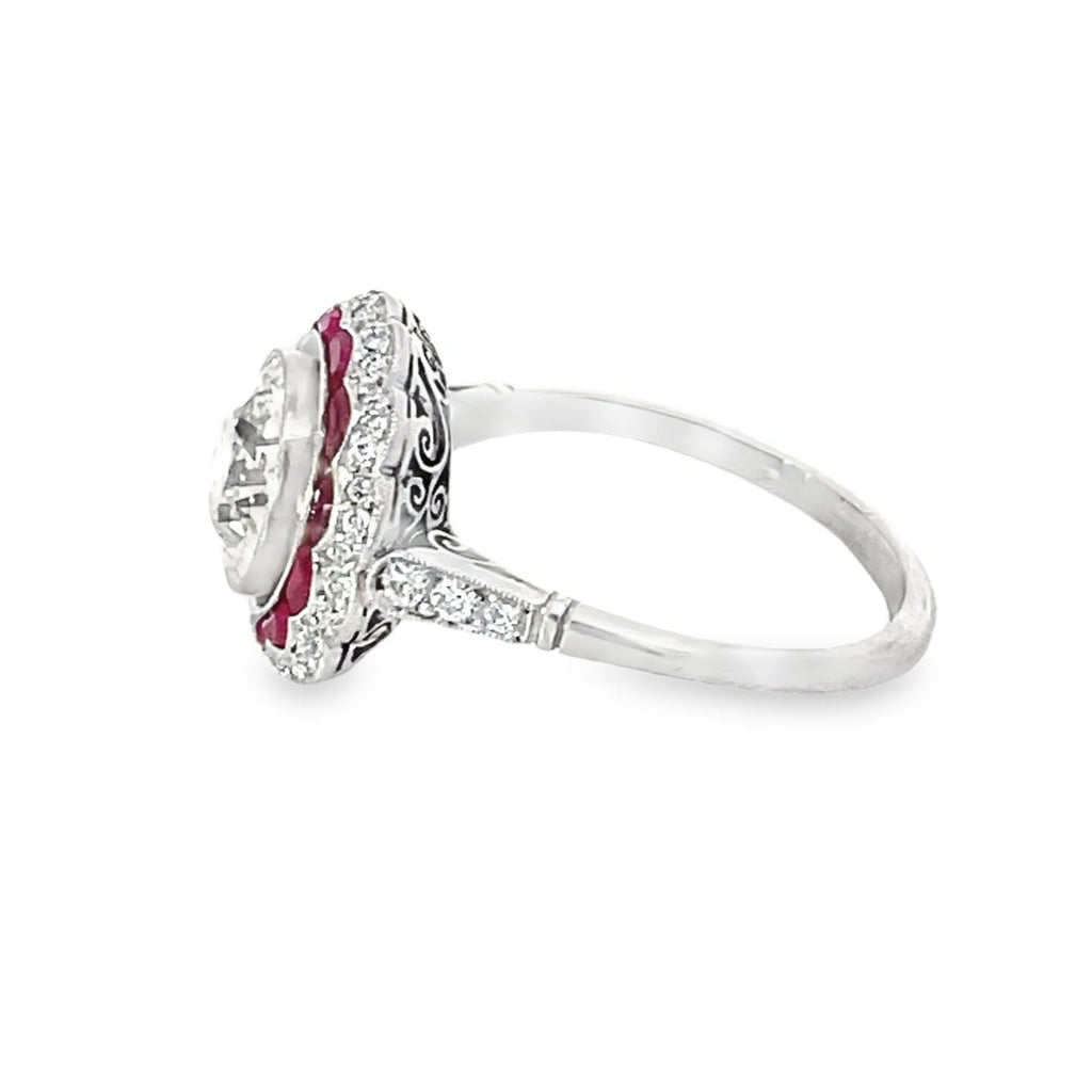 Side view of 1.75ct Old European Cut Diamond Engagement Ring