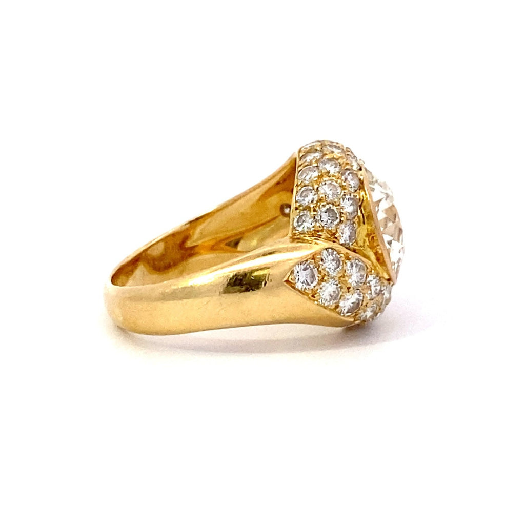 Side  view of Old European Cut Diamond Engagement Ring Yellow Gold