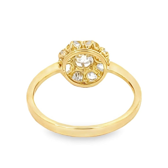 Front view of Antique 0.20ct Antique Cushion Cut Diamond Cluster Ring, 18k Yellow Gold