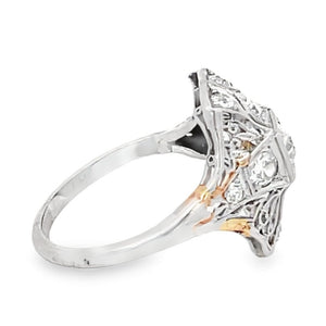 Side view of Antique 0.30ct Old European Cut Diamond Engagement Ring, H Color, Platinum