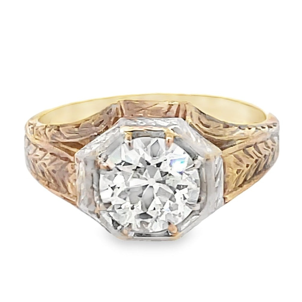 Front view of Antique 1.93ct Old European Cut Diamond Engagement Ring, VS1 Clarity