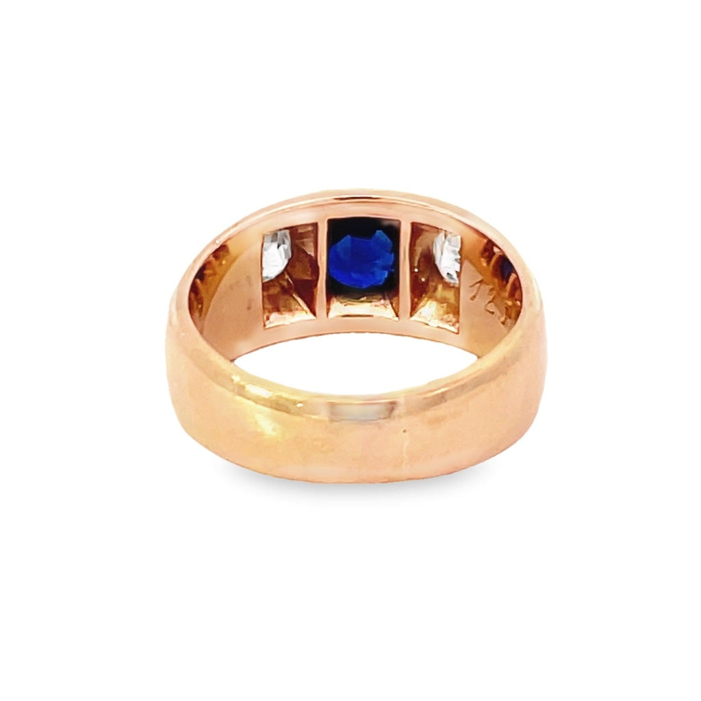 Back view of Vintage 0.57ct Round Cut Natural Sapphire Band Ring