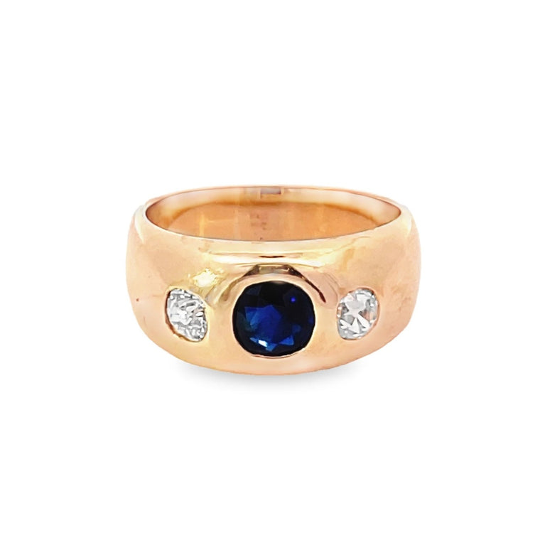 Front view of Vintage 0.57ct Round Cut Natural Sapphire Band Ring