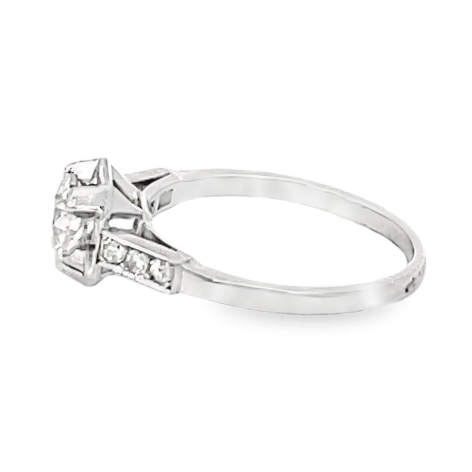 Side view of Antique 0.65ct Old European Cut Diamond Engagement Ring