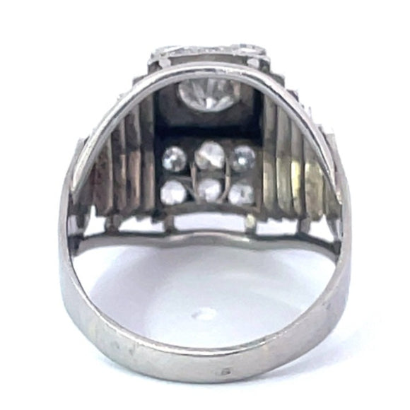 Front view of Vintage 0.35ct Transitional Cut Diamond Dome Ring, I Color, Platinum
