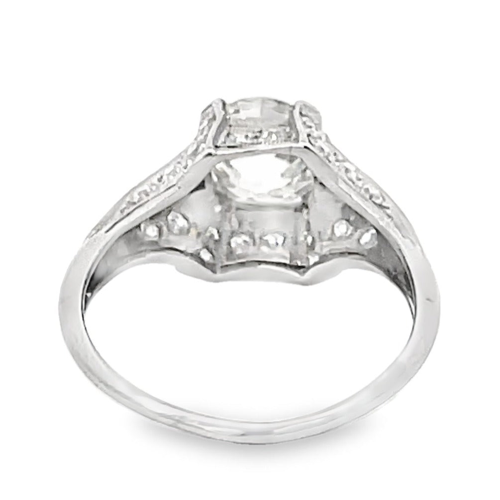 Back view of Antique 1.85ct Old European Cut Diamond Engagement Ring, Platinum