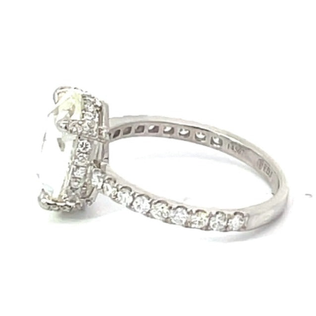 Side view of GIA 2.69ct Rose Cut Diamond Solitaire Ring, Platinum