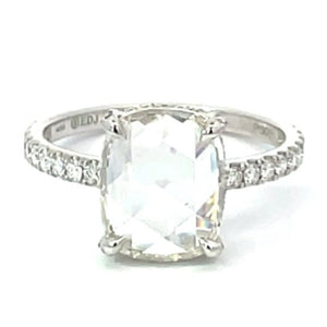 Front view of GIA 2.16ct Rose Cut Diamond Engagement Ring, H color, Platinum